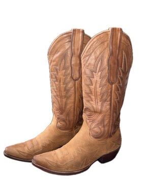 OLD GRINGO Western Cowboy Boots Tan Suede Leather Embroidered | Women's Sz 7.5B